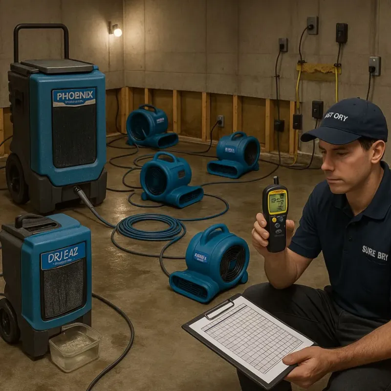 Structural Drying and Dehumidification process in Greer, SC
